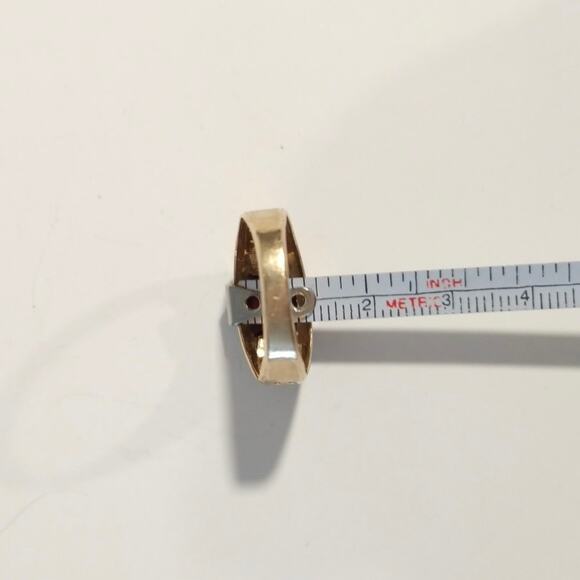 Vintage 10K Yellow Gold Emerald Cut Rhodolite Garnet Diamond Ladies Ring 10.25 - Picture 7 of 9